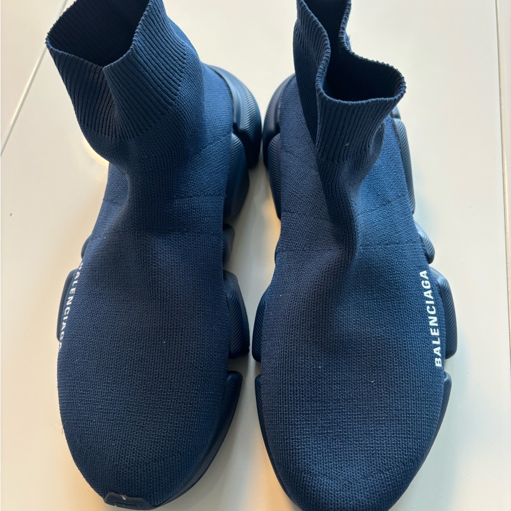 Balenciaga Dark Blue Knit Sneakers
